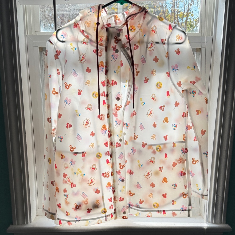 Disney White Raincoat with Colorful Icons